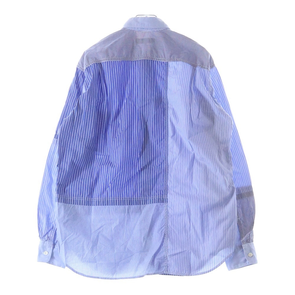 COMME des GARCONS HOMME(コムデギャルソンオム) 20AW AD2020 パッチワーク加工 長袖ストライプシャツ ブルー HF-B008