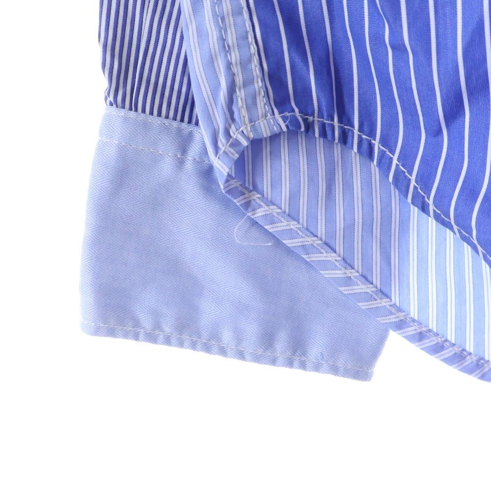 COMME des GARCONS HOMME(コムデギャルソンオム) 20AW AD2020 パッチワーク加工 長袖ストライプシャツ ブルー HF-B008