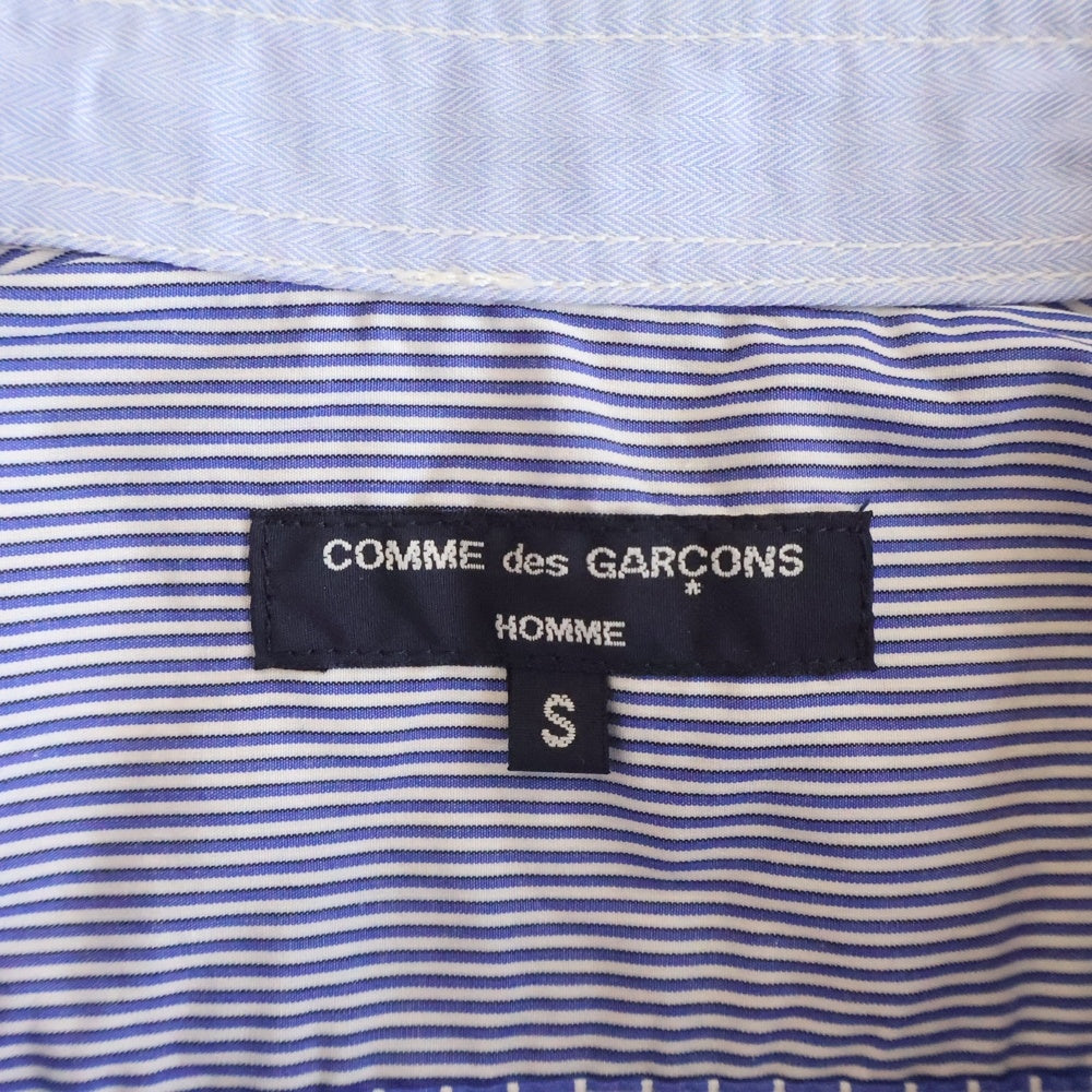 COMME des GARCONS HOMME(コムデギャルソンオム) 20AW AD2020 パッチワーク加工 長袖ストライプシャツ ブルー HF-B008