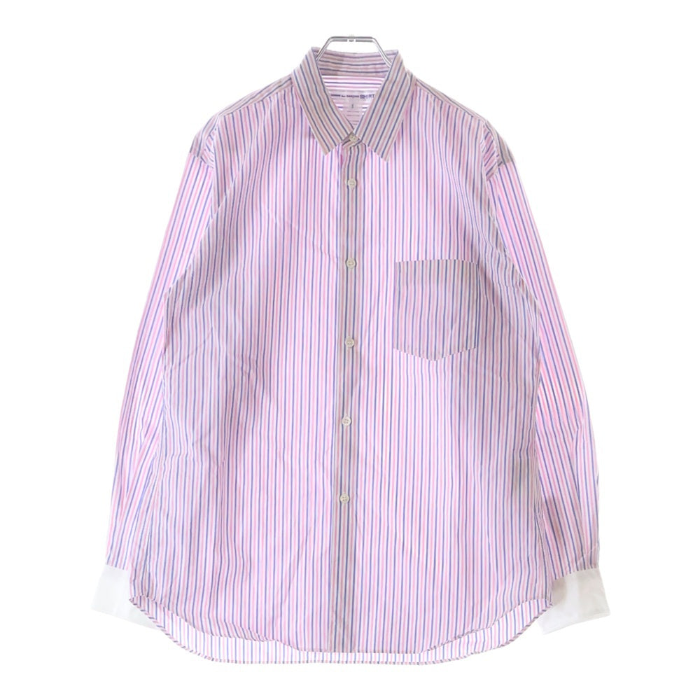 COMME des GARCONS SHIRT(コムデギャルソンシャツ) フォーエバー 長袖マルチストライプ コットンシャツ ピンク/ブルー FZ-B088