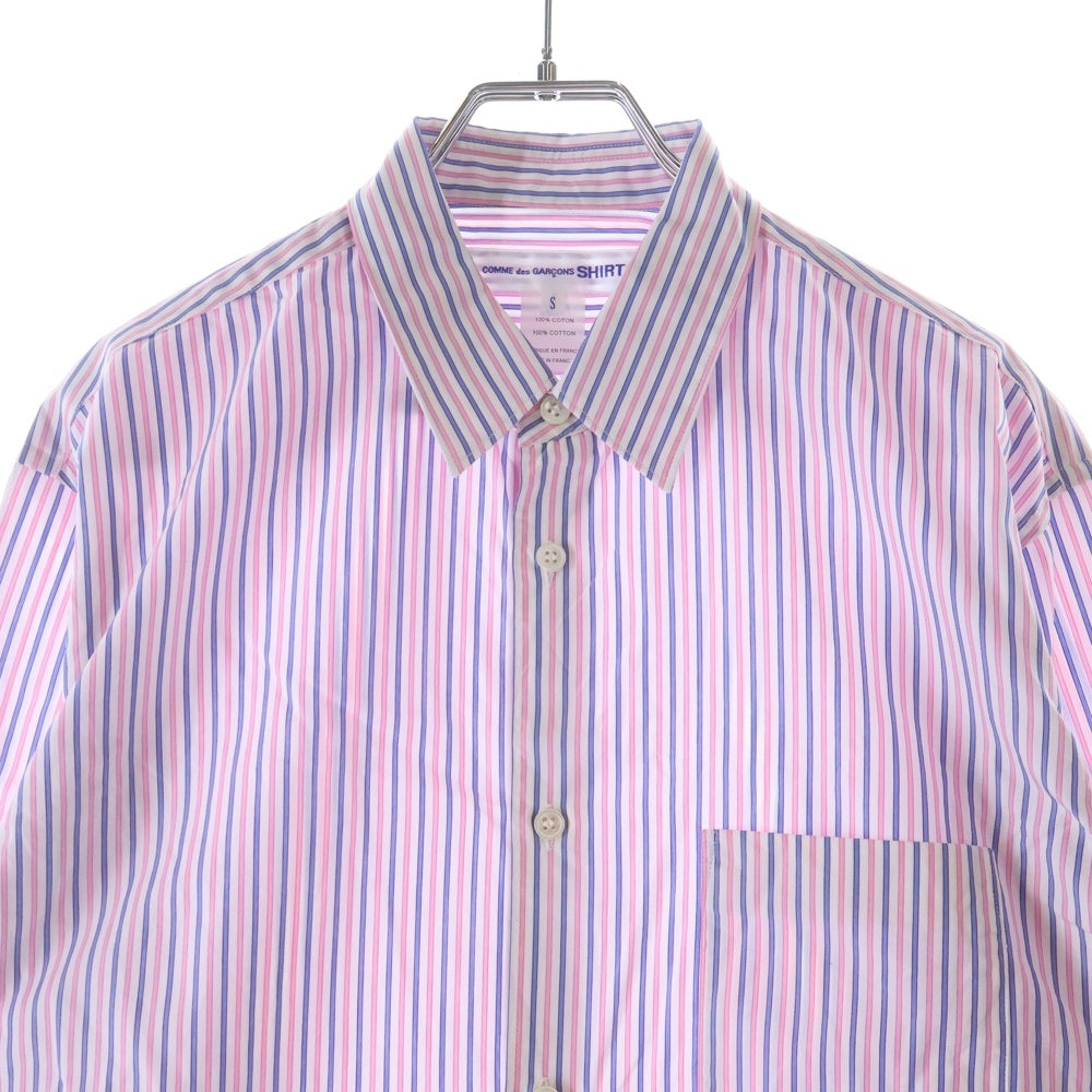 COMME des GARCONS SHIRT(コムデギャルソンシャツ) フォーエバー 長袖マルチストライプ コットンシャツ ピンク/ブルー FZ-B088