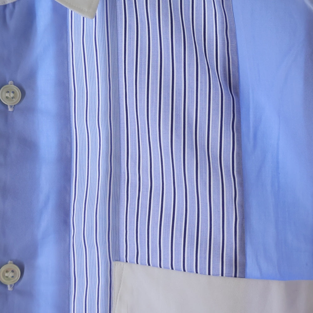 COMME des GARCONS SHIRT(コムデギャルソンシャツ) 19SS フロントストライプ切替 長袖ボタンシャツ ブルー/ホワイト S27006