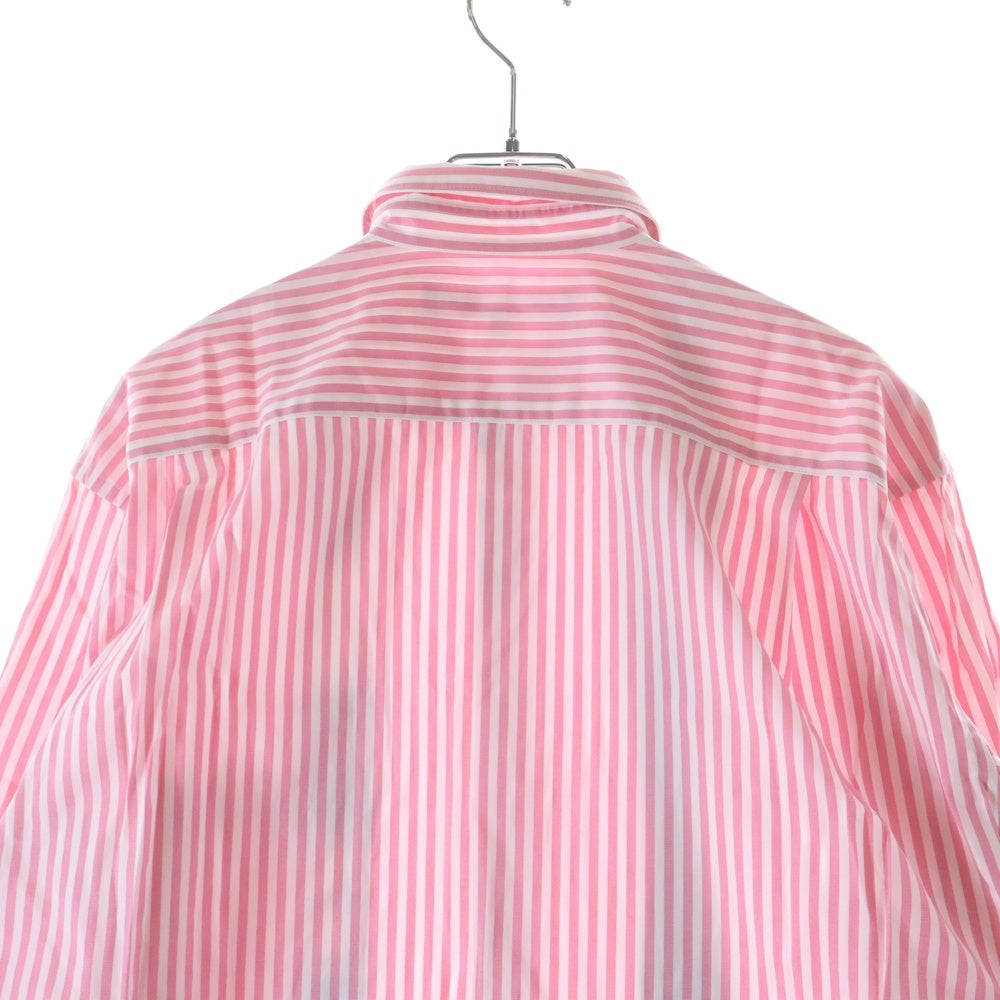 COMME des GARCONS SHIRT(コムデギャルソンシャツ) 22AW フロントカットオフ切替加工 長袖ストライプシャツ ピンク/ホワイト FJ-B015