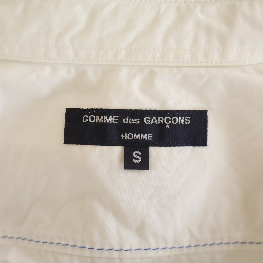 COMME des GARCONS HOMME(コムデギャルソンオム) 20AW AD2020 ブルーステッチ 長袖コットンシャツ ホワイト HF-B018