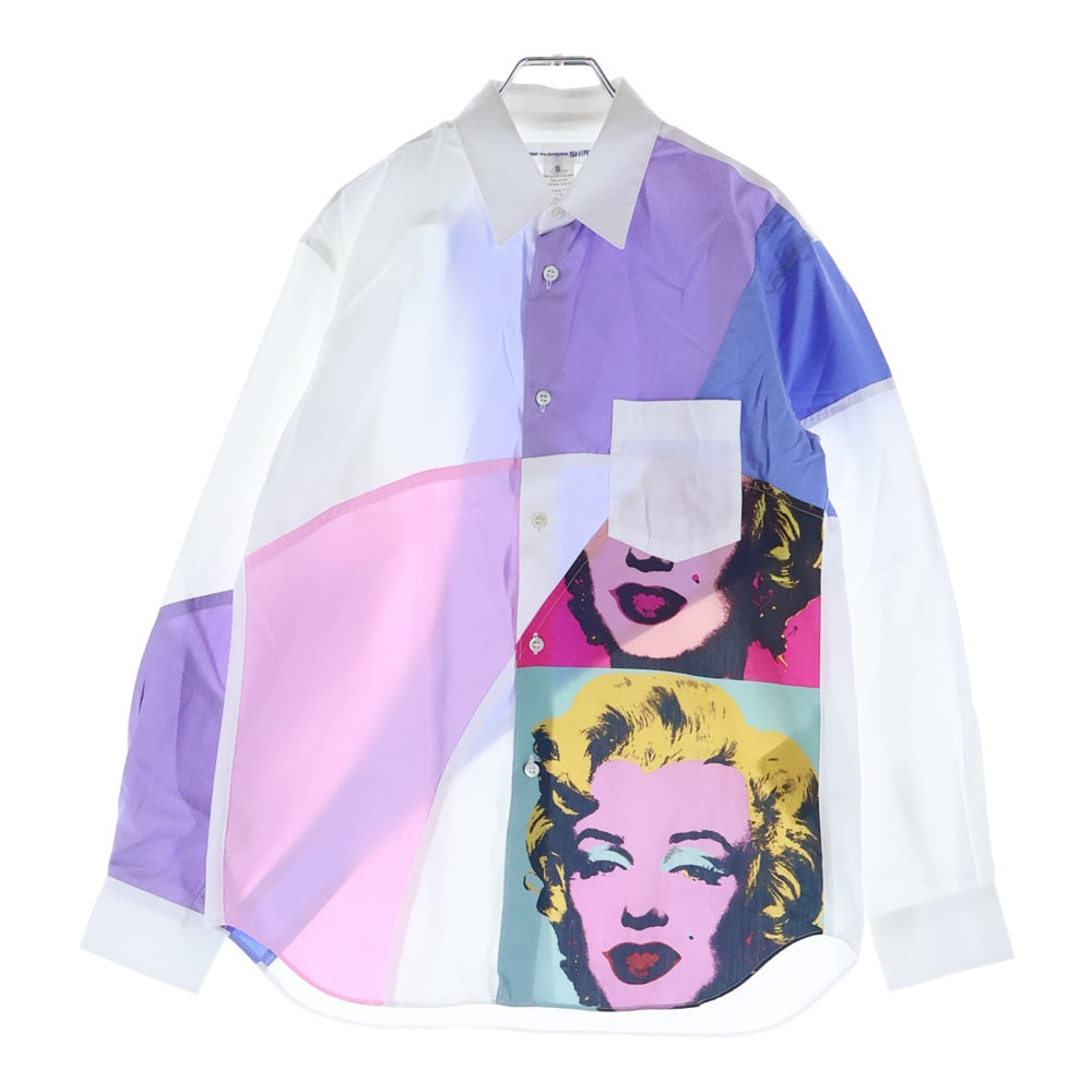 COMME des GARCONS SHIRT(コムデギャルソンシャツ) 24SS ×Andy Warhol アンディ・ウォーホル パッチワーク加工 長袖コットンシャツ マルチカラー FM-B011