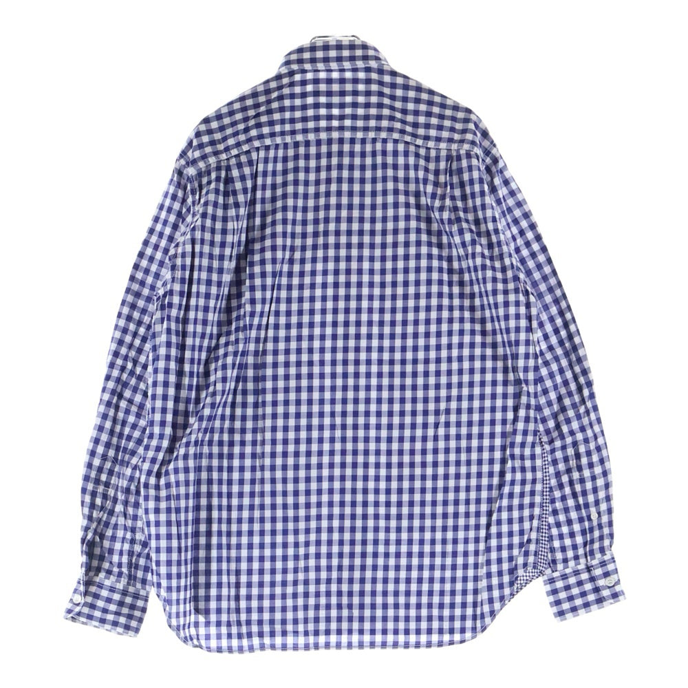 COMME des GARCONS HOMME(コムデギャルソンオム) 21SS AD2020 マルチポケット フロント切替 長袖チェックシャツ ブルー/ホワイト HG-B021