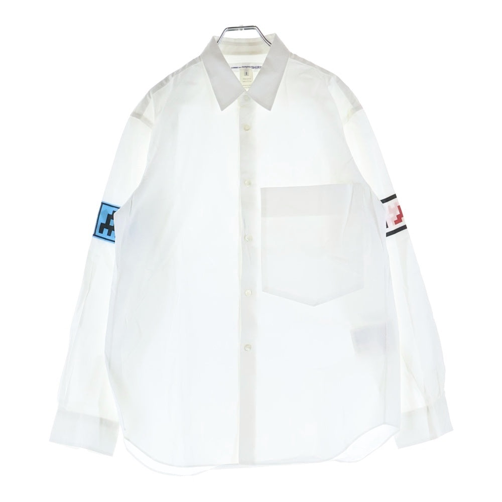 COMME des GARCONS SHIRT(コムデギャルソンシャツ) 22AW FOREVER フォーエバー 袖インベーダープリント 長袖コットンシャツ ホワイト FJ-B029