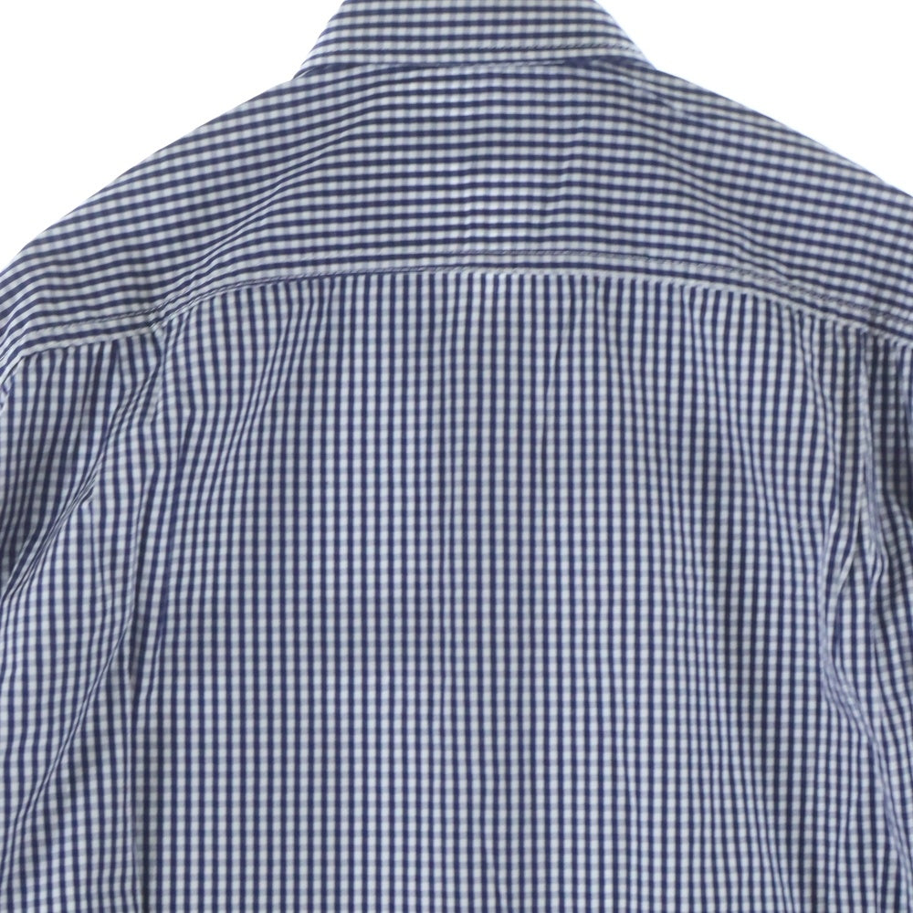 COMME des GARCONS HOMME(コムデギャルソンオム) 20SS AD2019 カモフラ柄切替 長袖ギンガムチェックシャツ ネイビー/ホワイト HE-B025