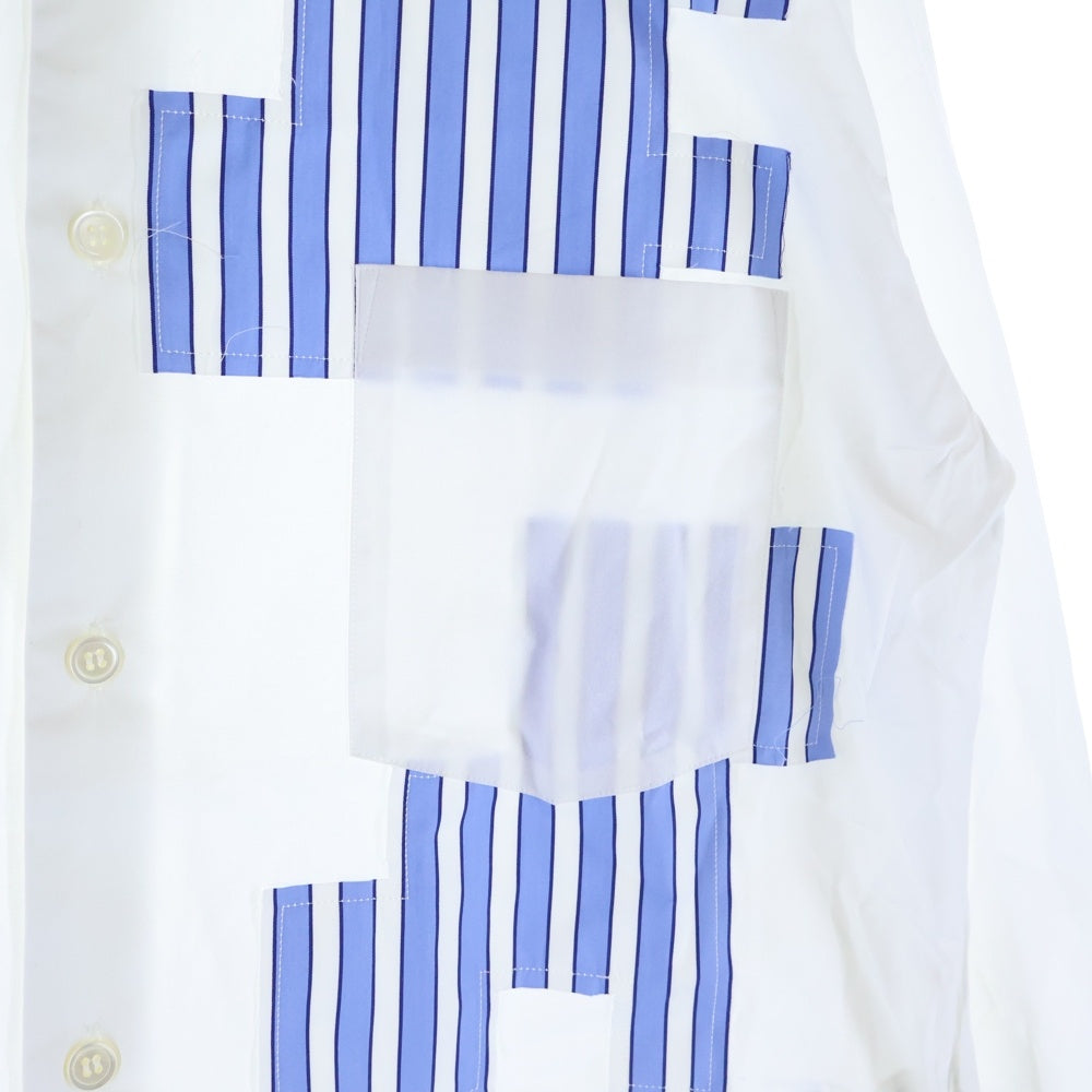 COMME des GARCONS HOMME DEUX(コムデギャルソン オムドゥ) 24SS AD2023 フロントストライプデザイン 長袖シャツ ホワイト/ブルー DM-B035