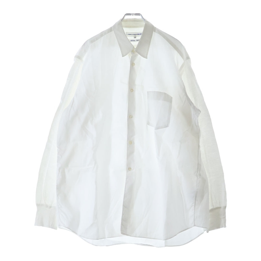COMME des GARCONS SHIRT(コムデギャルソンシャツ) 80-90S 初期刺繍タグ 袖カットソー切替 長袖シャツ ホワイト