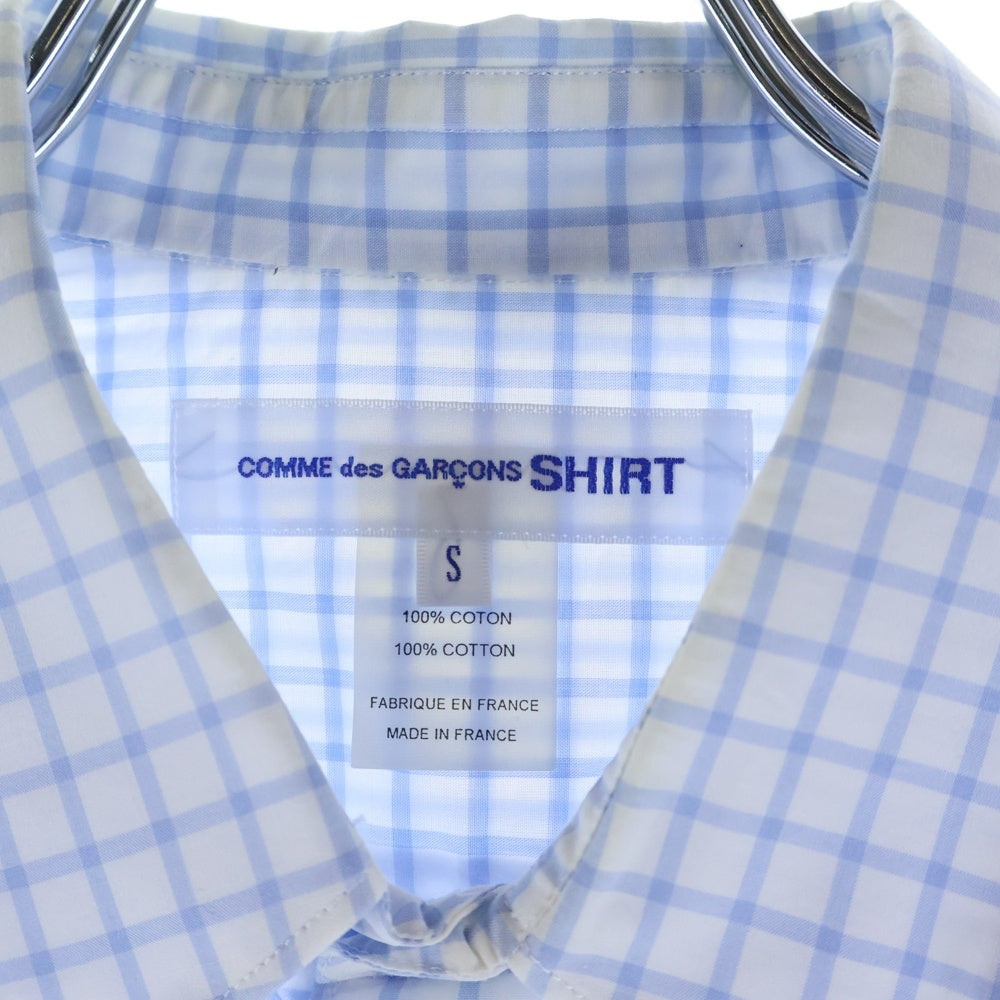 COMME des GARCONS SHIRT(コムデギャルソンシャツ) 長袖チェックボタンシャツ ホワイト/ブルー FO07B201