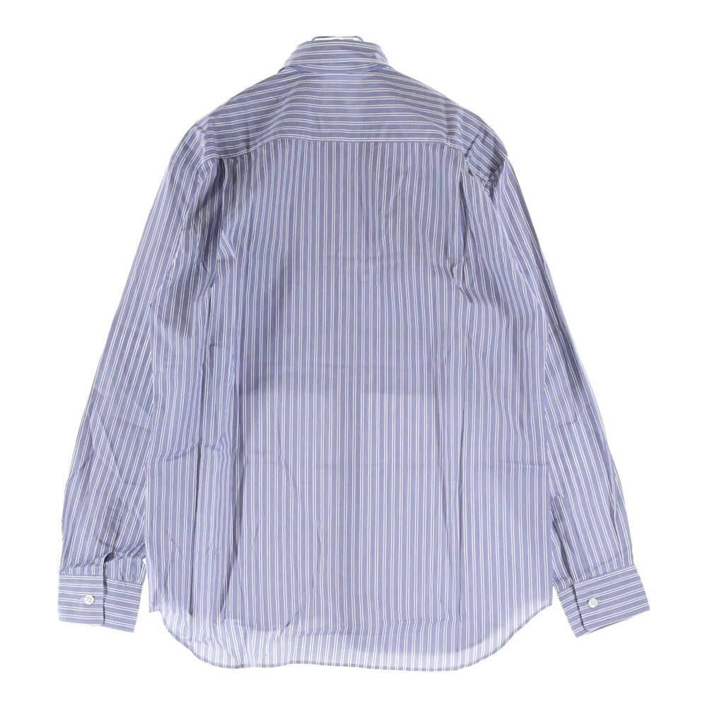 COMME des GARCONS SHIRT(コムデギャルソンシャツ) 21AW フロントシャンブレー切替 長袖ストライプシャツ ブルー FH-B009
