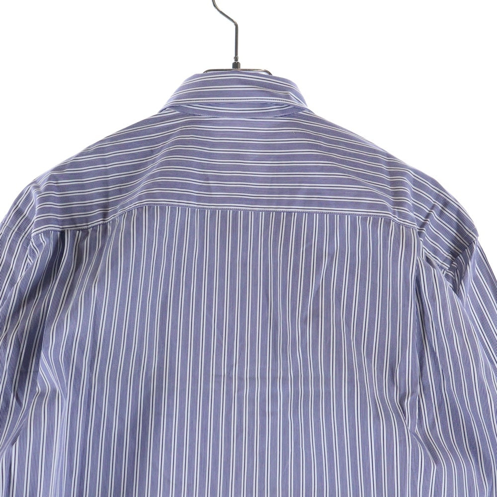 COMME des GARCONS SHIRT(コムデギャルソンシャツ) 21AW フロントシャンブレー切替 長袖ストライプシャツ ブルー FH-B009