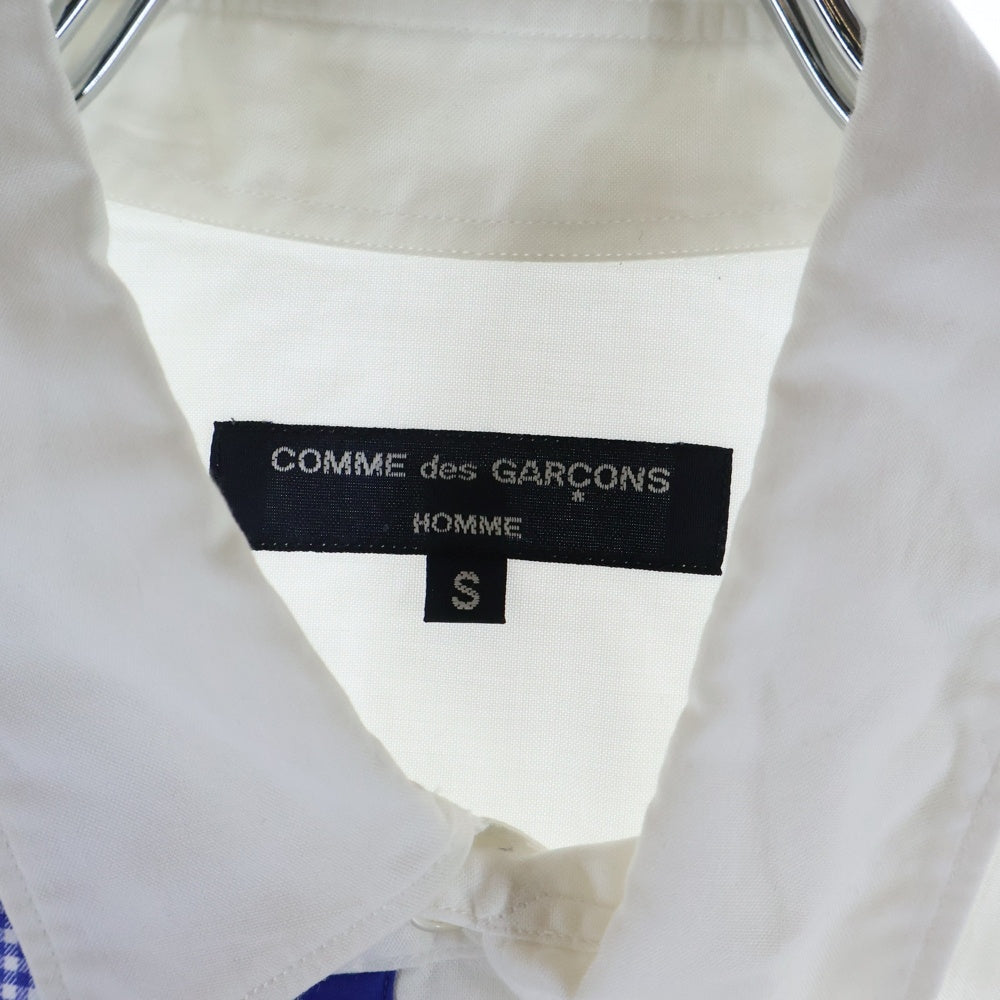 COMME des GARCONS HOMME(コムデギャルソンオム) 18AW AD2018 フロントチェックデザイン 長袖コットンシャツ ホワイト/ブルー HB-B028