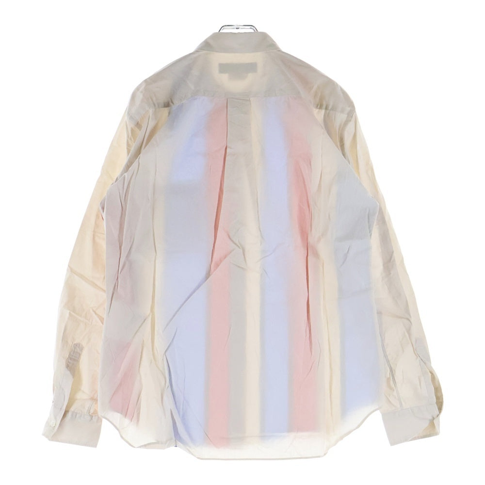 COMME des GARCONS HOMME DEUX(コムデギャルソン オムドゥ) 22AW AD2022 フロントストライプ切替 長袖ボタンシャツ ベージュ/オレンジ/ブルー DJ-B047