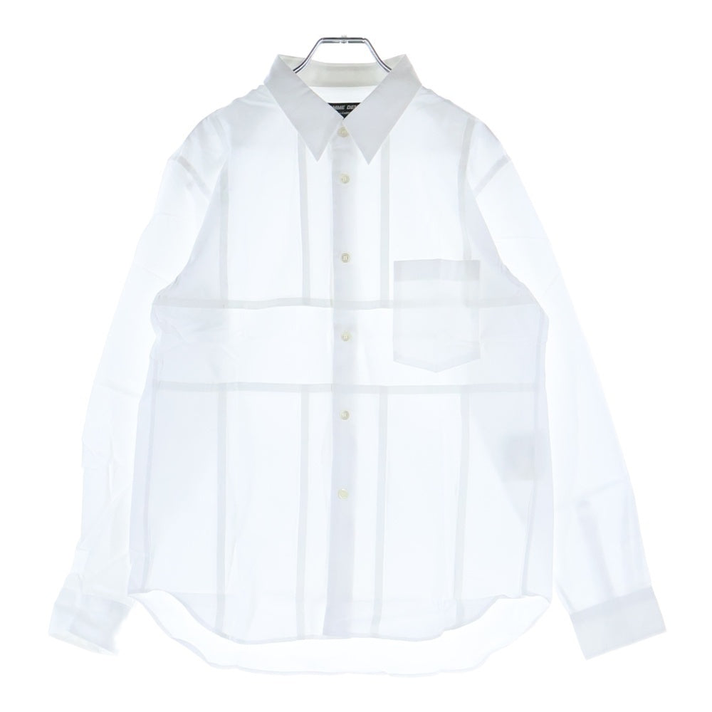 COMME des GARCONS HOMME DEUX(コムデギャルソン オムドゥ) 20AW AD2020 フロントパッチワーク 長袖ボタンシャツ ホワイト DF-B049