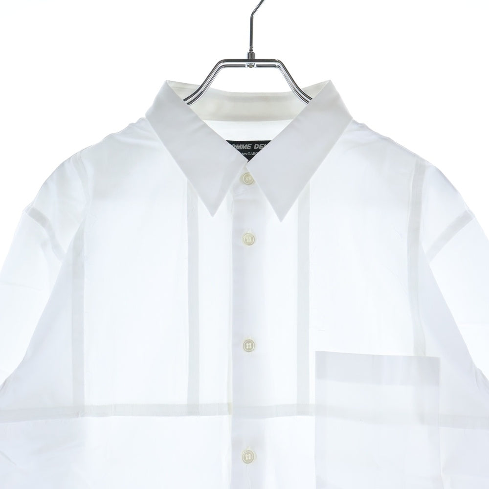 COMME des GARCONS HOMME DEUX(コムデギャルソン オムドゥ) 20AW AD2020 フロントパッチワーク 長袖ボタンシャツ ホワイト DF-B049