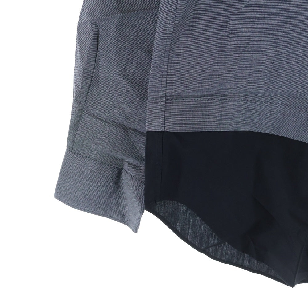 COMME des GARCONS HOMME(コムデギャルソンオム) 21AW AD2021 裾切替加工 長袖ボタンシャツ グレー/ブラック HH-B019