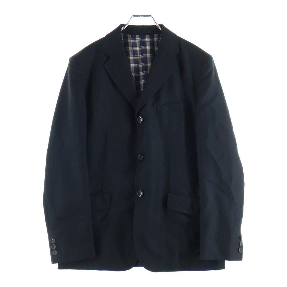 COMME des GARCONS HOMME(コムデギャルソンオム) 18AW AD2018 ウールエステル ドビーストライプ 3Bテーラードジャケット ブラック HB-J031