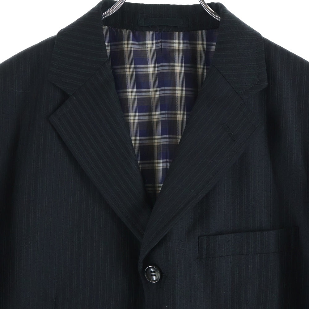 COMME des GARCONS HOMME(コムデギャルソンオム) 18AW AD2018 ウールエステル ドビーストライプ 3Bテーラードジャケット ブラック HB-J031