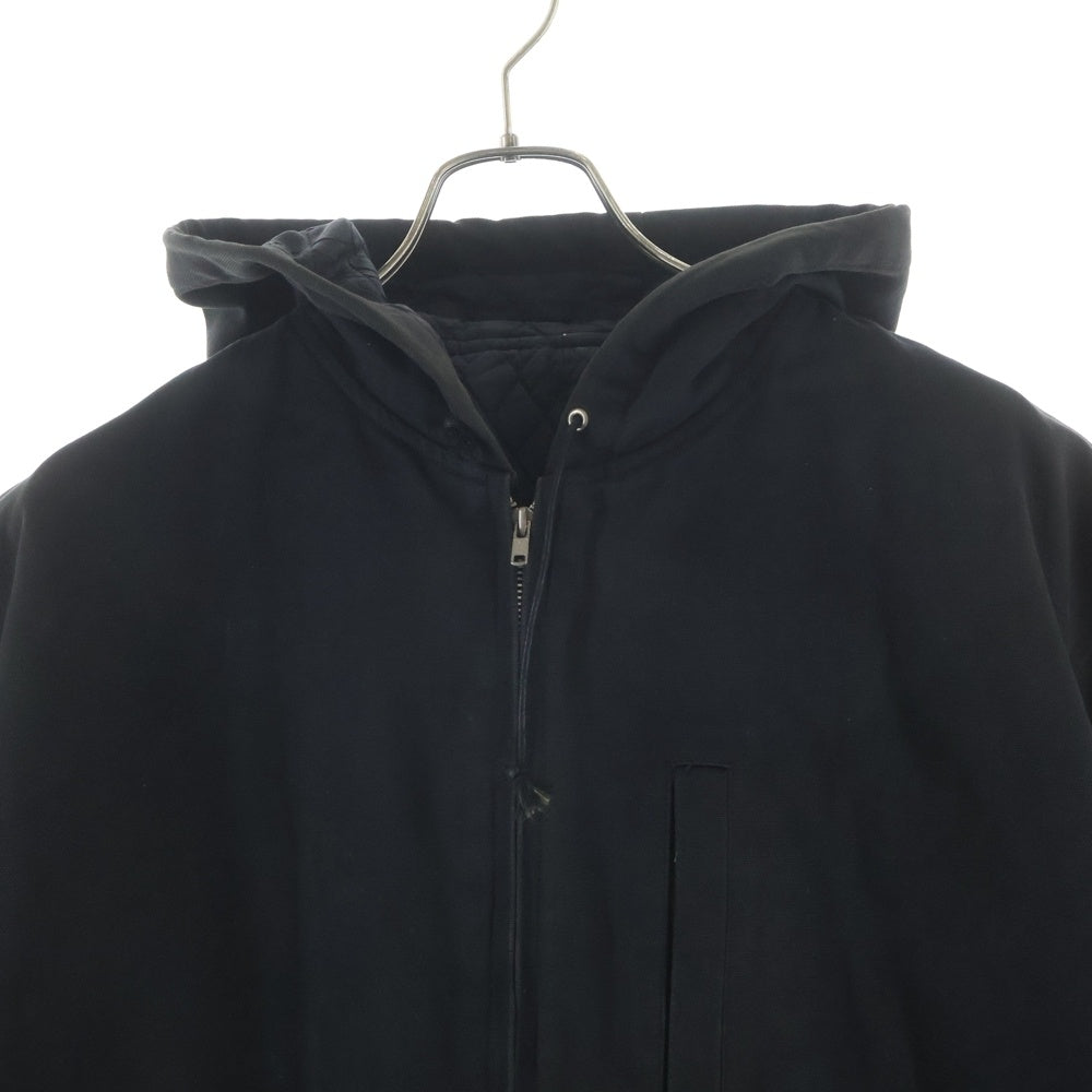 COMME des GARCONS HOMME(コムデギャルソンオム) 91AW AD1991 田中オム期 裏地キルティング モッズコート ジップアップフーデッドジャケット ブラック HJ-080830