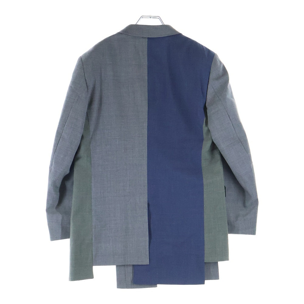 COMME des GARCONS HOMME DEUX(コムデギャルソン オムドゥ) 23SS AD2022 ドッキング加工 3Bウールテーラードジャケット グレー/ブルー DK-J031
