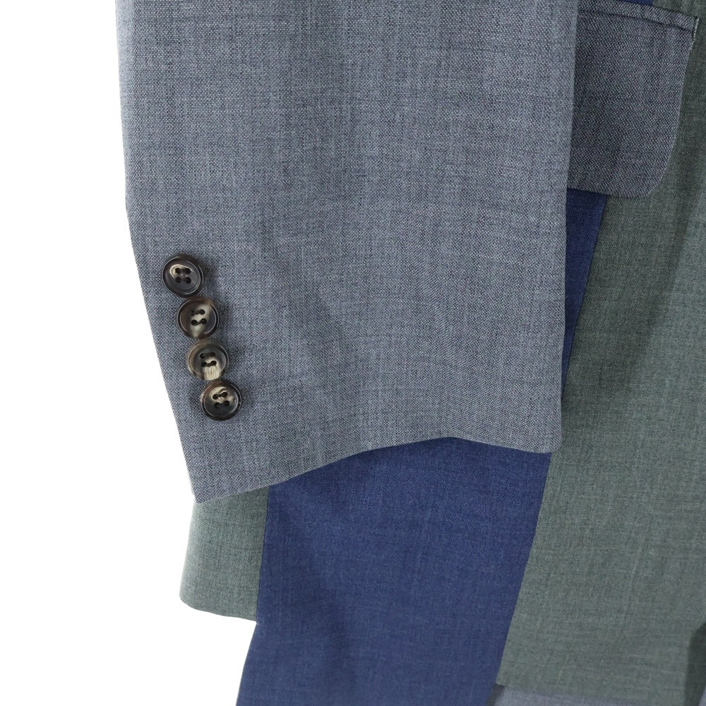 COMME des GARCONS HOMME DEUX(コムデギャルソン オムドゥ) 23SS AD2022 ドッキング加工 3Bウールテーラードジャケット グレー/ブルー DK-J031