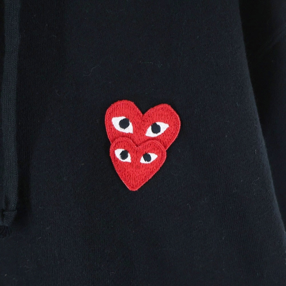 PLAY COMME des GARCONS(プレイコムデギャルソン) AD2020/07 Double Red Heart Hoodie ダブルハートワッペン ジップアップパーカー フーディー ブラック AZ-T294