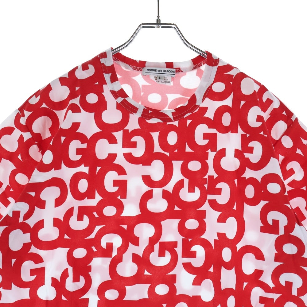 COMME des GARCONS(コムデギャルソン) 24AW AD2024 CdG総柄プリントTシャツ 半袖クルーネックカットソー ホワイト/レッド OZ-T308