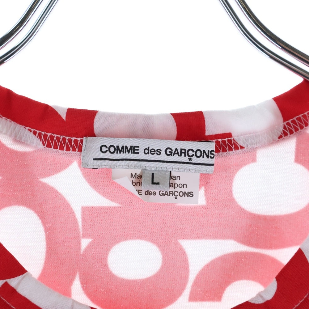 COMME des GARCONS(コムデギャルソン) 24AW AD2024 CdG総柄プリントTシャツ 半袖クルーネックカットソー ホワイト/レッド OZ-T308