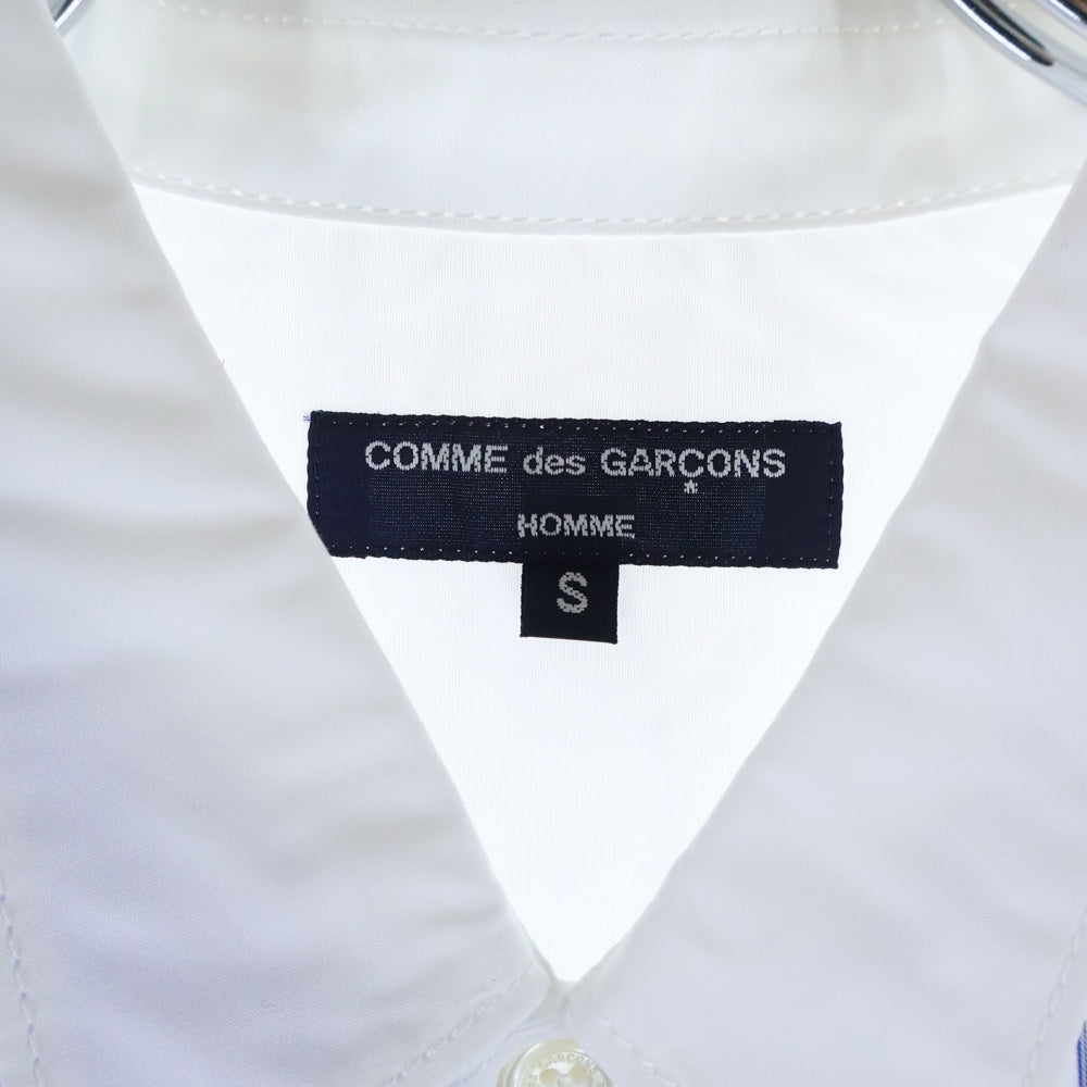 COMME des GARCONS HOMME(コムデギャルソンオム) 24AW AD2024 フロントドッキング加工 長袖ボタンシャツ ホワイト/ブルー HN-B019