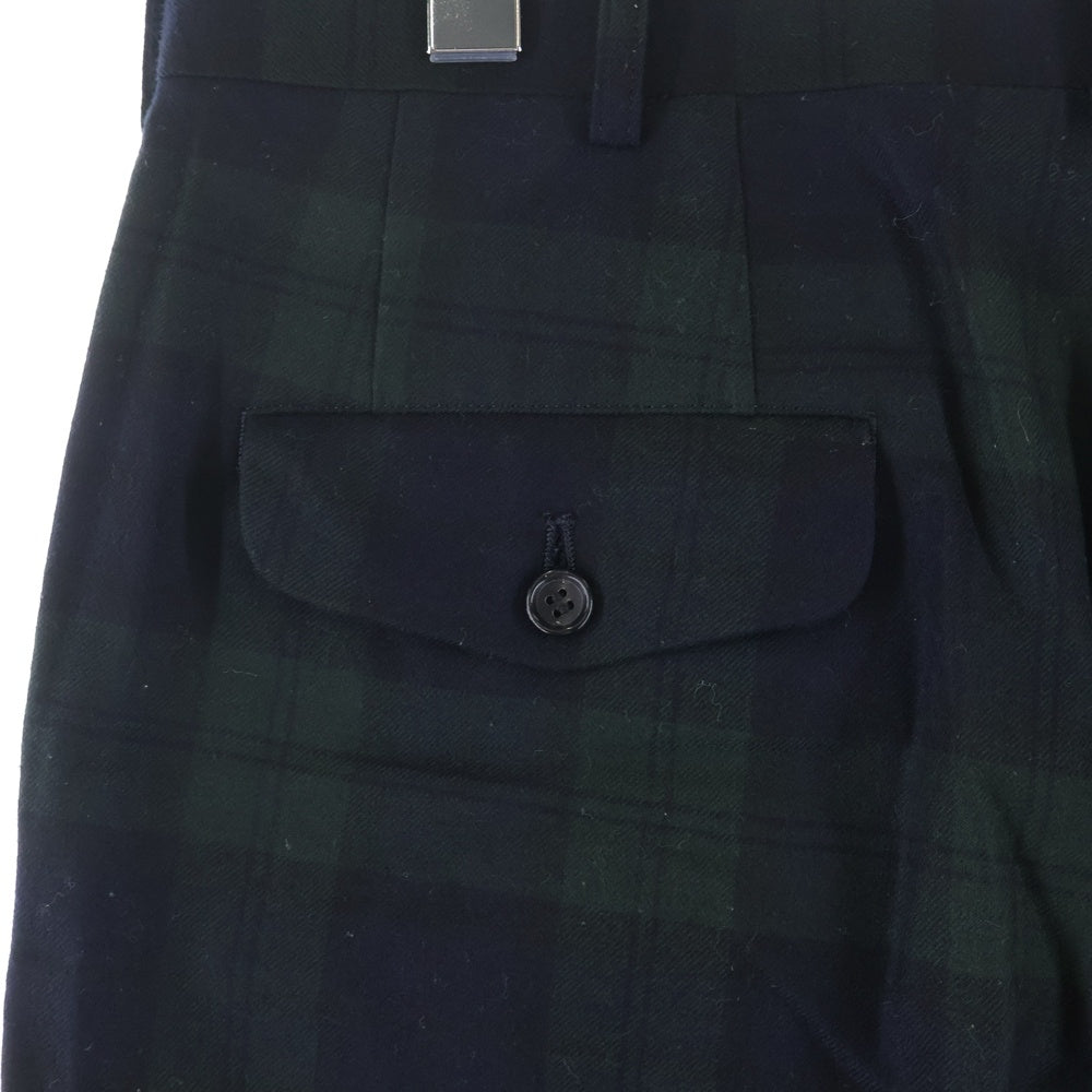 COMME des GARCONS HOMME(コムデギャルソンオム) 20AW AD2020 ウール混 フランネル 2タックスラックスパンツ ブラック/グリーン HF-P041
