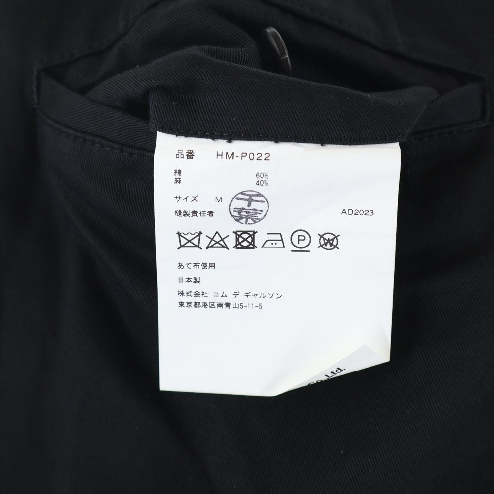 COMME des GARCONS HOMME(コムデギャルソンオム) 24SS AD2023 コットンリネンツイル 2タックスラックスパンツ ブラック HM-P022