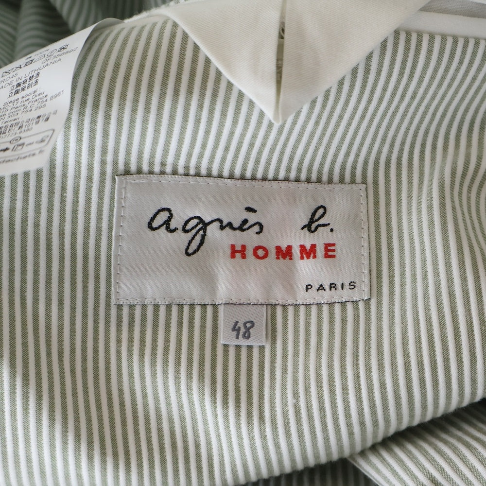 agnes b. homme(アニエスベーオム) サッカーストライプ コットン2Bストライプジャケット ホワイト/グレー X717RD45