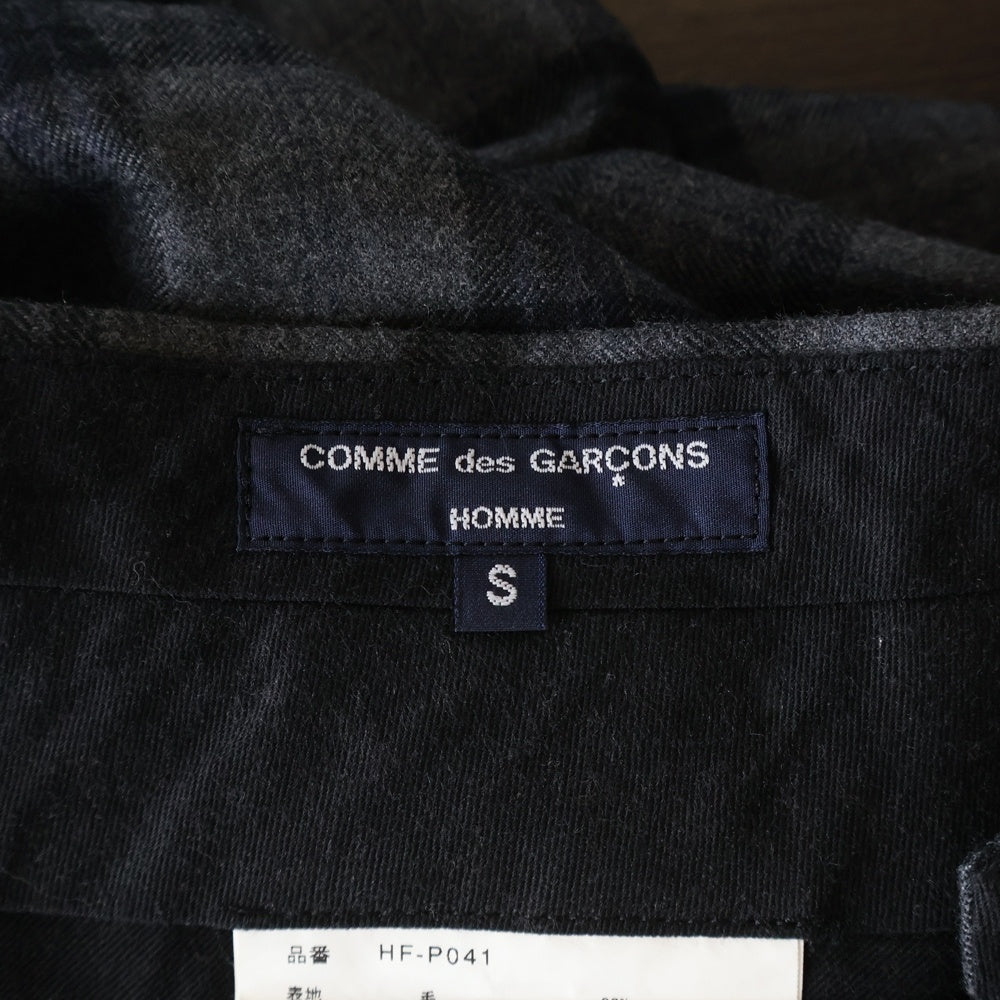COMME des GARCONS HOMME(コムデギャルソンオム) 20AW AD2020 ウールフラノチェック スラックスパンツ グレー HF-P041