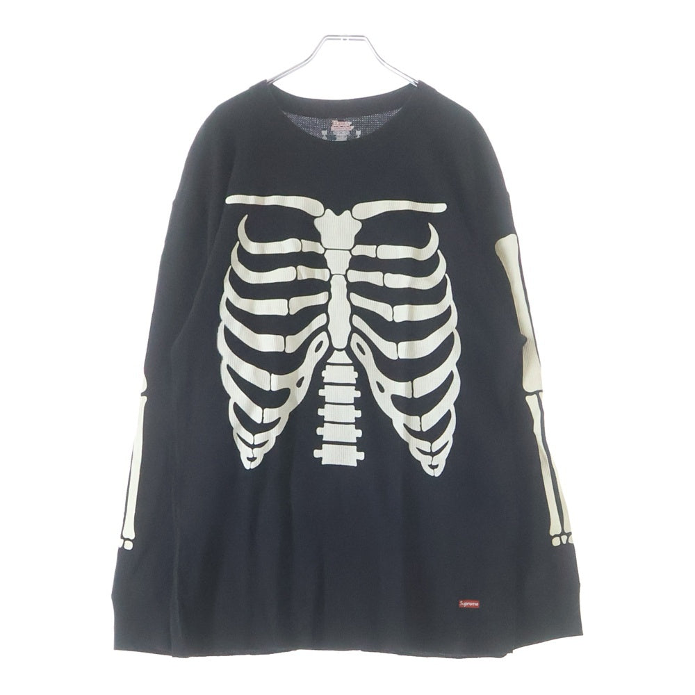 SUPREME(シュプリーム) 25AW ×Hanes Bones Thermal Crew ヘインズ ボーンプリント クルーネック長袖Tシャツ カットソー ブラック