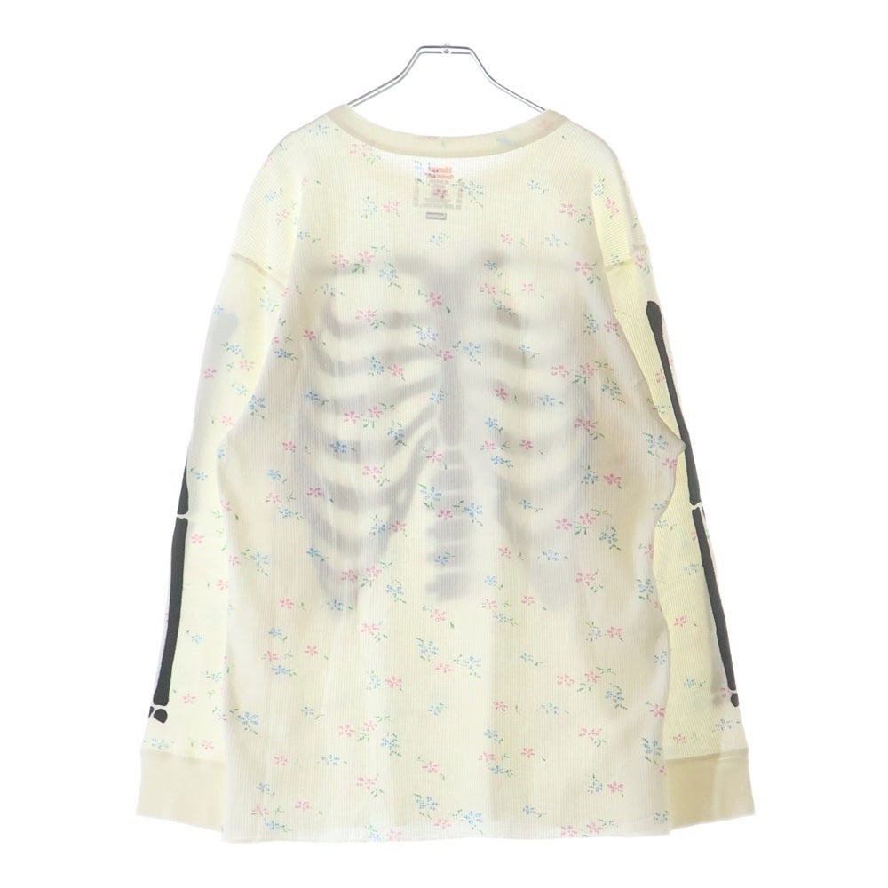 SUPREME(シュプリーム) 25AW ×Hanes Bones Thermal Crew Floral ヘインズ ボーンプリント フローラル クルーネック長袖Tシャツ カットソー ホワイト