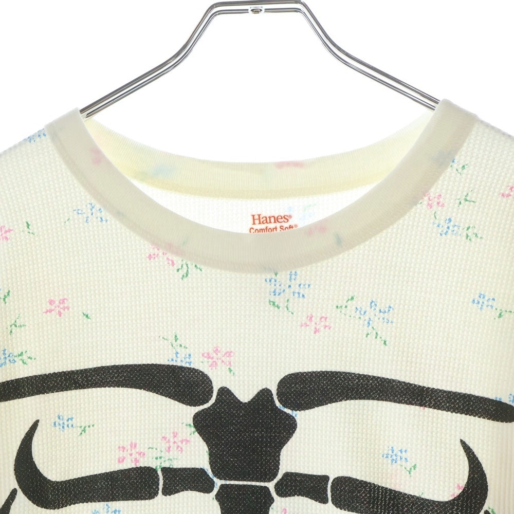 SUPREME(シュプリーム) 25AW ×Hanes Bones Thermal Crew Floral ヘインズ ボーンプリント フローラル クルーネック長袖Tシャツ カットソー ホワイト