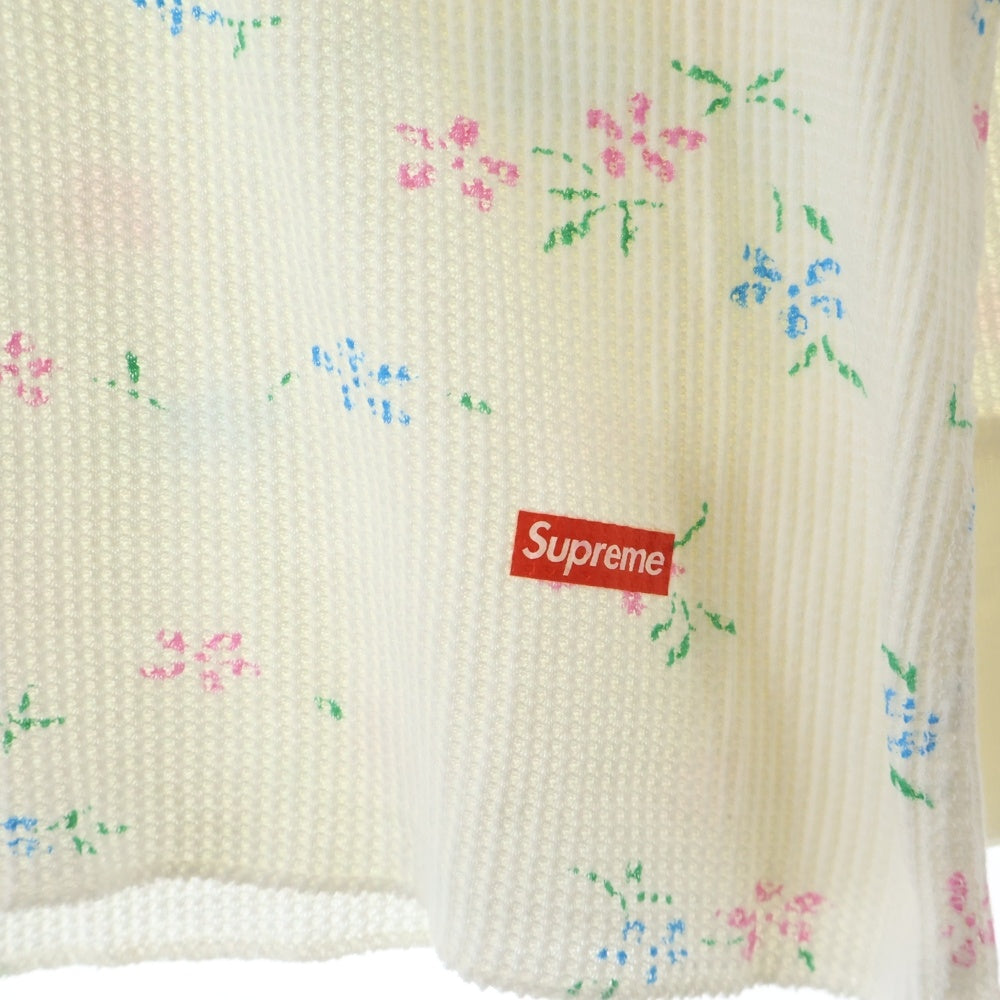 SUPREME(シュプリーム) 25AW ×Hanes Bones Thermal Crew Floral ヘインズ ボーンプリント フローラル クルーネック長袖Tシャツ カットソー ホワイト
