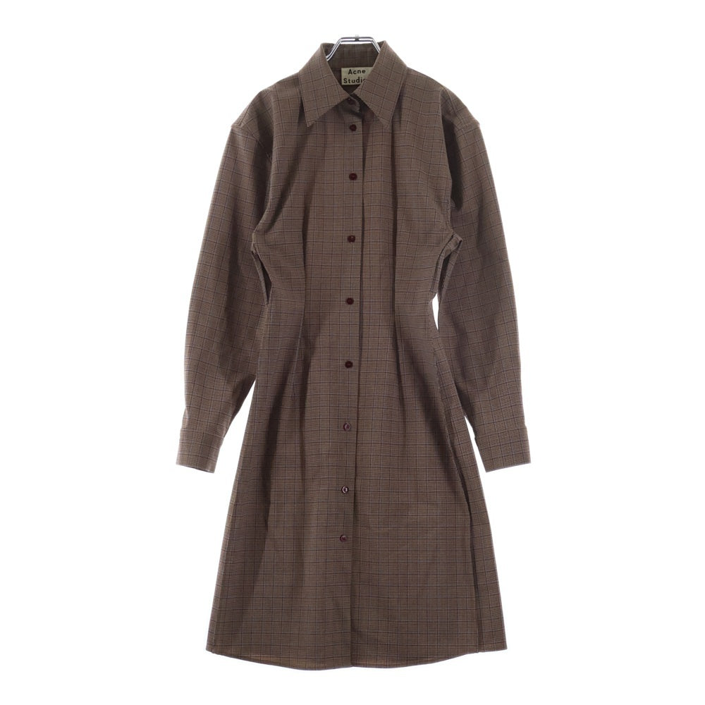 Acne Studios(アクネ ストゥディオズ) チェック総柄 ロング丈 フレア シャツワンピース ブラウン レディース FN-WN-DRES000221A20133