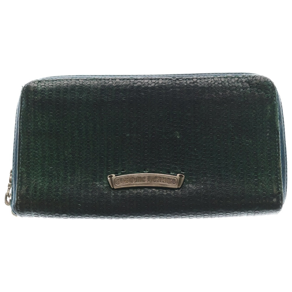 CHROME HEARTS(クロムハーツ) REC F ZIP #2 NOVELTY LEATHER ノベルティレザーレザー ダガーラウンドジップ ウォレット グリーン