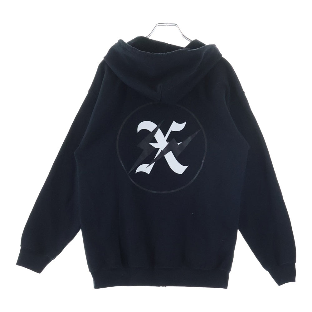GOD SELECTION XXX(ゴッドセレクショントリプルエックス) ×FRAGMENT フラグメント ロゴデザイン フーデッド ジッアップ スウェット パーカー ブラック