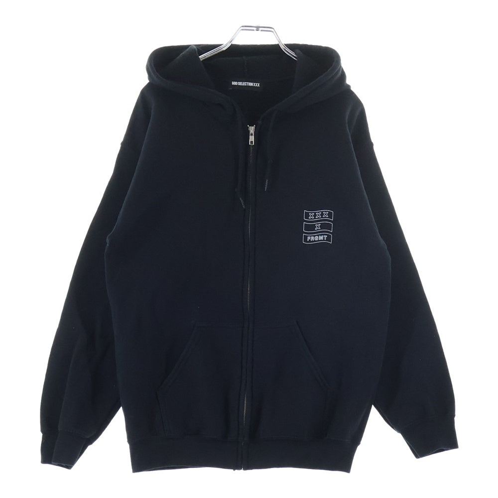 GOD SELECTION XXX(ゴッドセレクショントリプルエックス) ×FRAGMENT フラグメント ロゴデザイン フーデッド ジッアップ スウェット パーカー ブラック