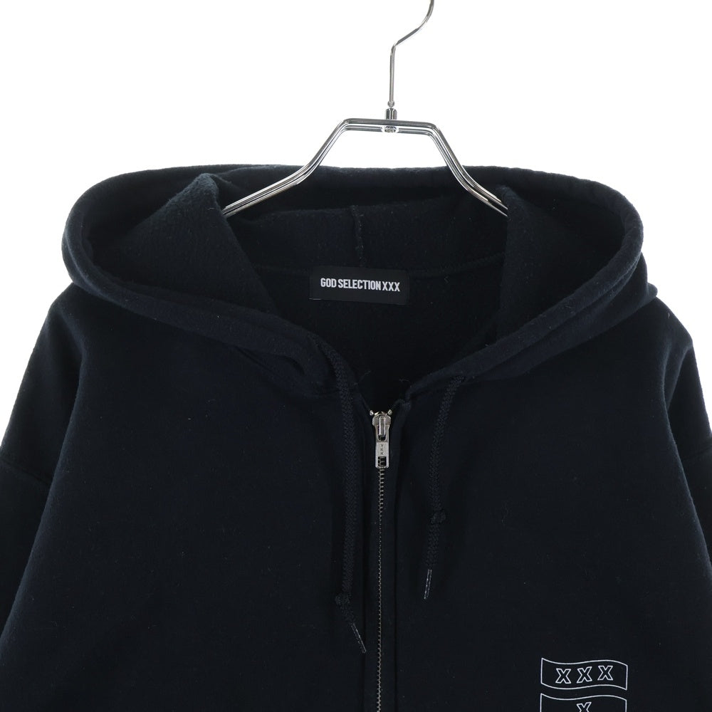 GOD SELECTION XXX(ゴッドセレクショントリプルエックス) ×FRAGMENT フラグメント ロゴデザイン フーデッド ジッアップ スウェット パーカー ブラック