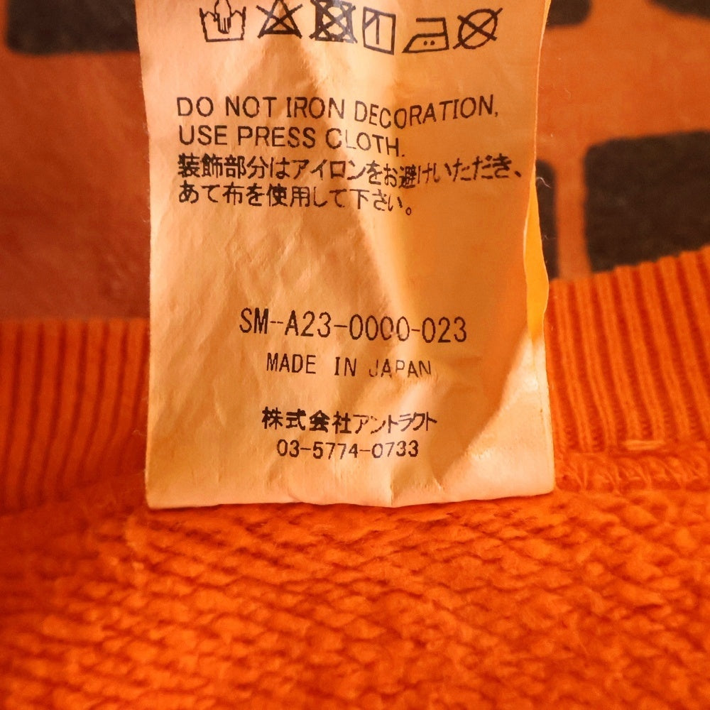 SAINT MICHAEL(セントマイケル) 23AW CREW N SWEAT ダメージ加工 クルーネックスウェットトレーナー オレンジ SM-A23-0000-023