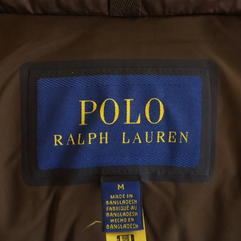 POLO RALPH LAUREN(ポロラルフローレン) スモールポニー刺繍 ダブルジップ マット キルテッド ダウンコート ブラウン