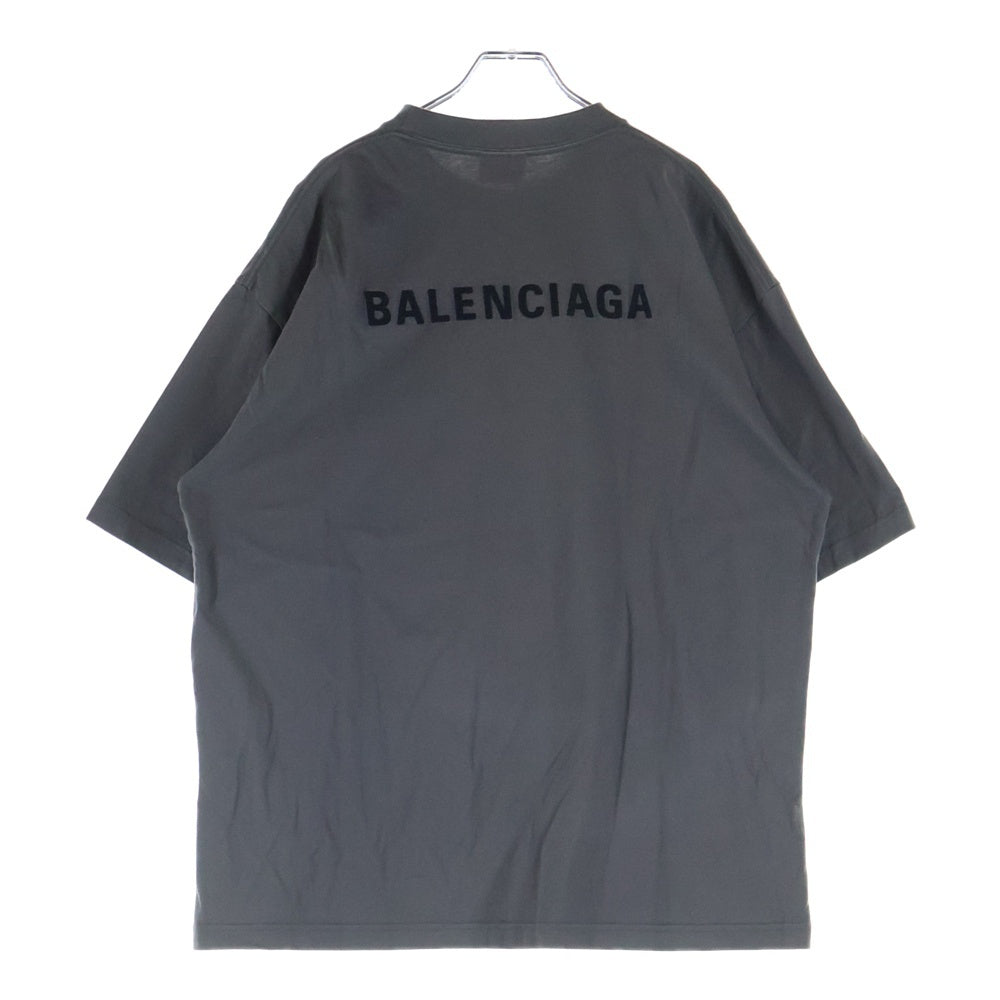 BALENCIAGA(バレンシアガ) 22AW Logo Tee 両面ロゴ刺繍Tシャツ 半袖クルーネックカットソー グレー 612966 TNVG9