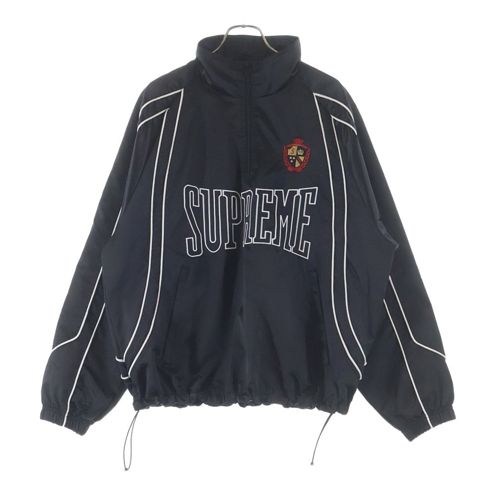 SUPREME(シュプリーム) 25SS Satin Piping Pullover サテン パイピング ロゴエンブロイダリー プルオーバージャケット ブラック