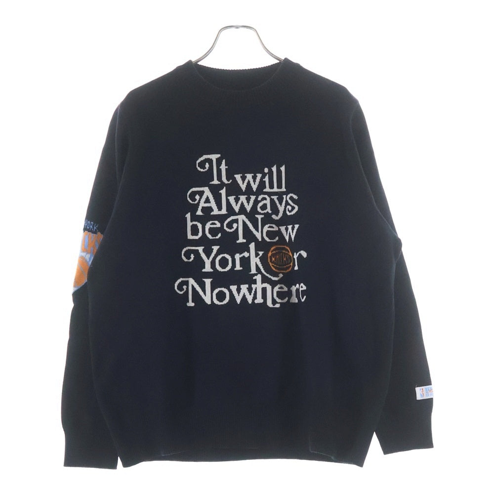 NEWYORK OR NOWHERE(ニューヨークオアノーウェア) ×Knicks Always Knit Crew ニックス オールウェイズ クルーネックニット セーター ブラック
