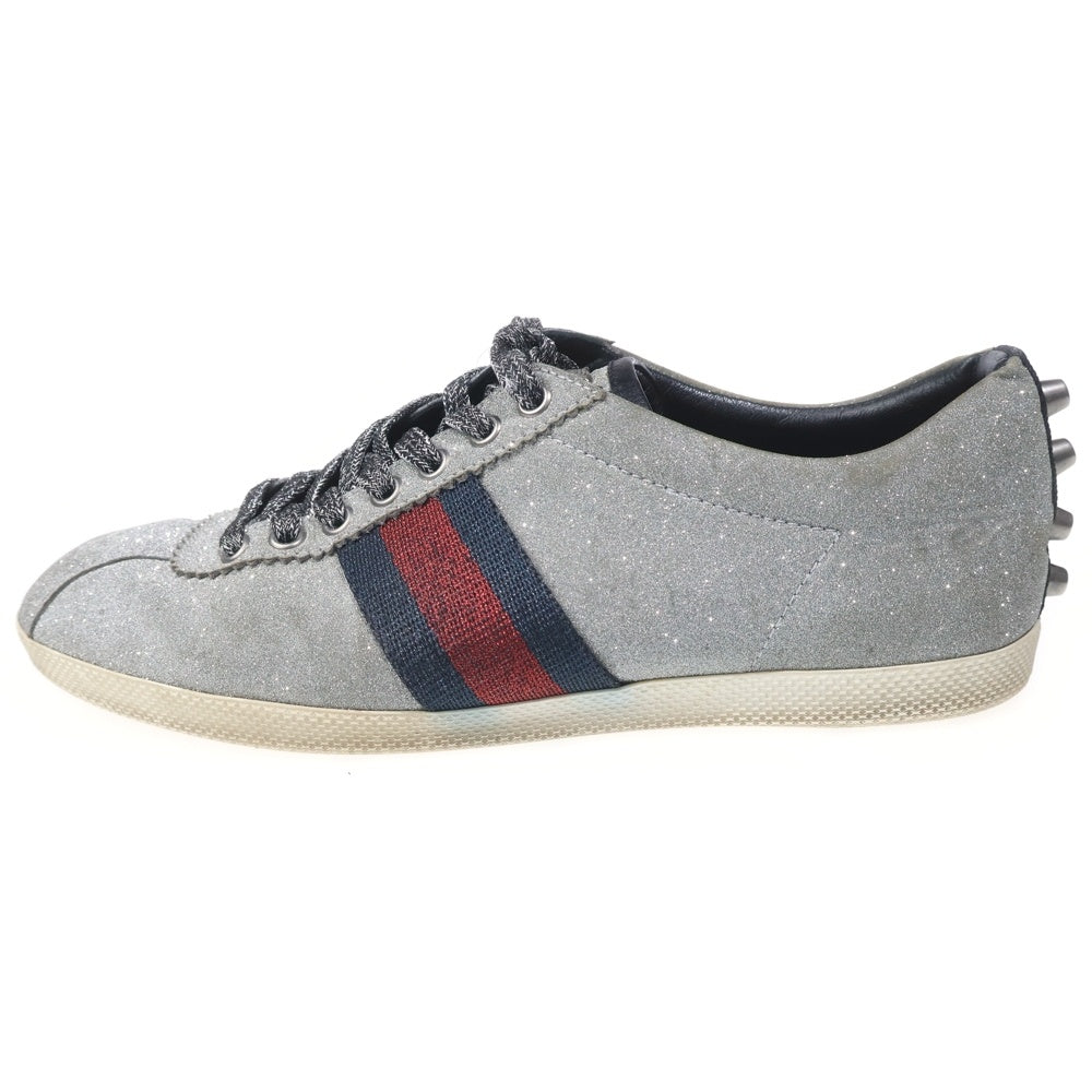 GUCCI(グッチ) シェリーライン グリッター レースアップ ローカットスニーカー 414684 シルバー